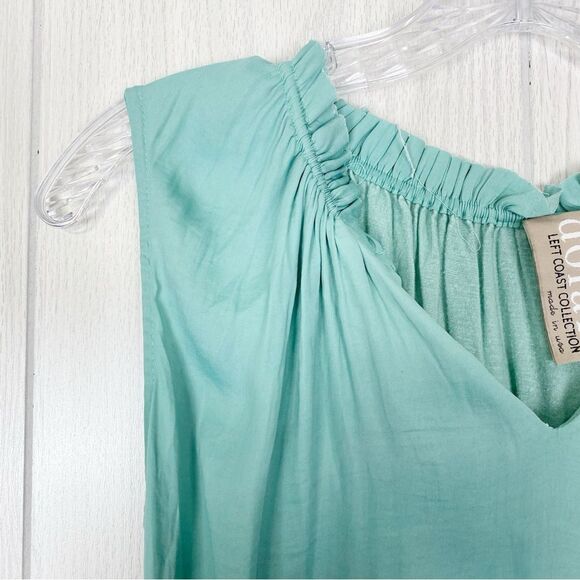 Anthropologie | Dolan | Aurelia Seafoam Green Ruffle Tie Tank Top Blouse XS - Picture 6 of 10